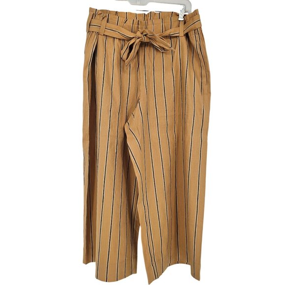 J. Jill Linen Stretch Paper Bag Waist Pants LP Wide Leg Crop Pull On Coastal - Picture 1 of 11